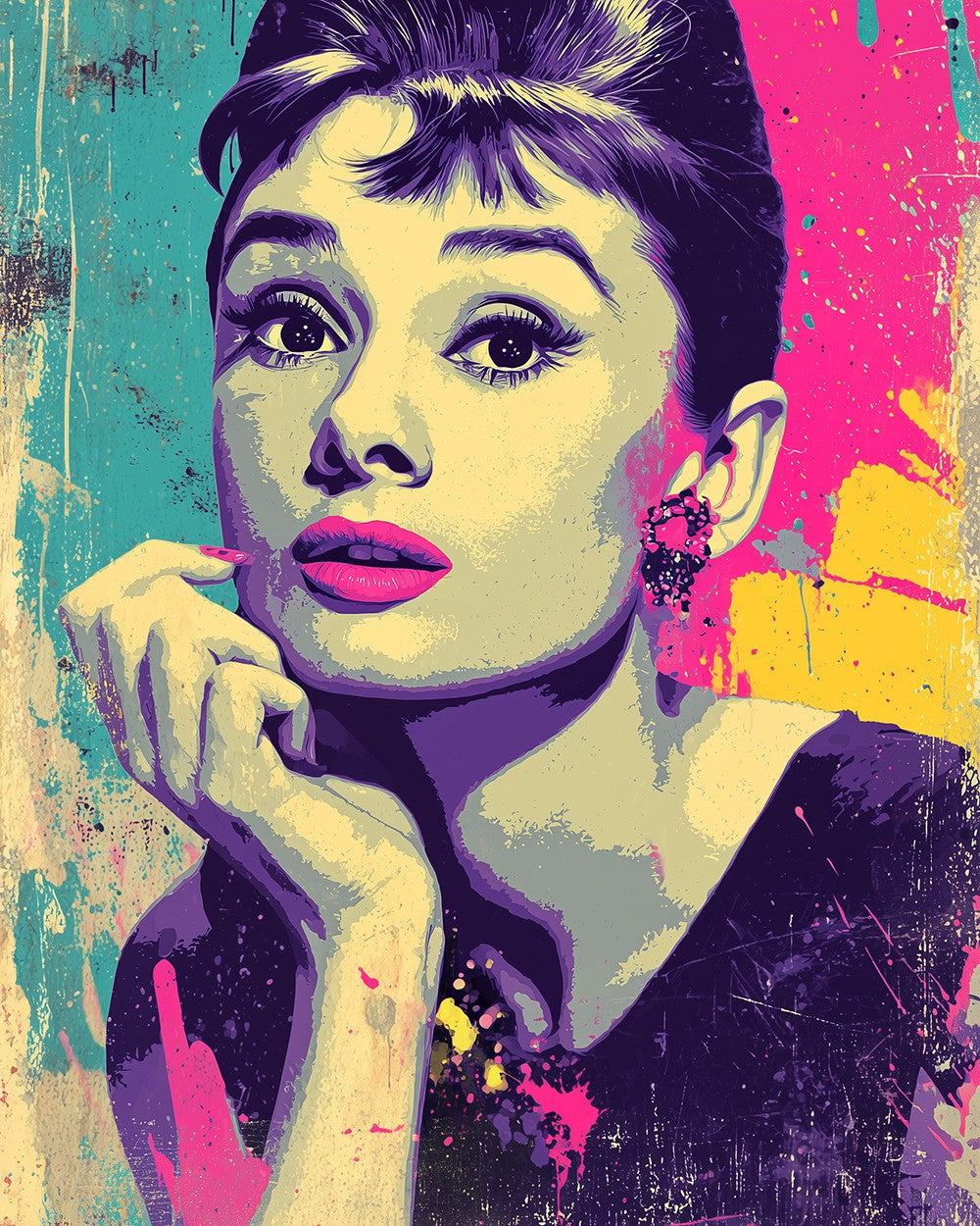 Audrey hepburn pop art cross stitch kit for beginners