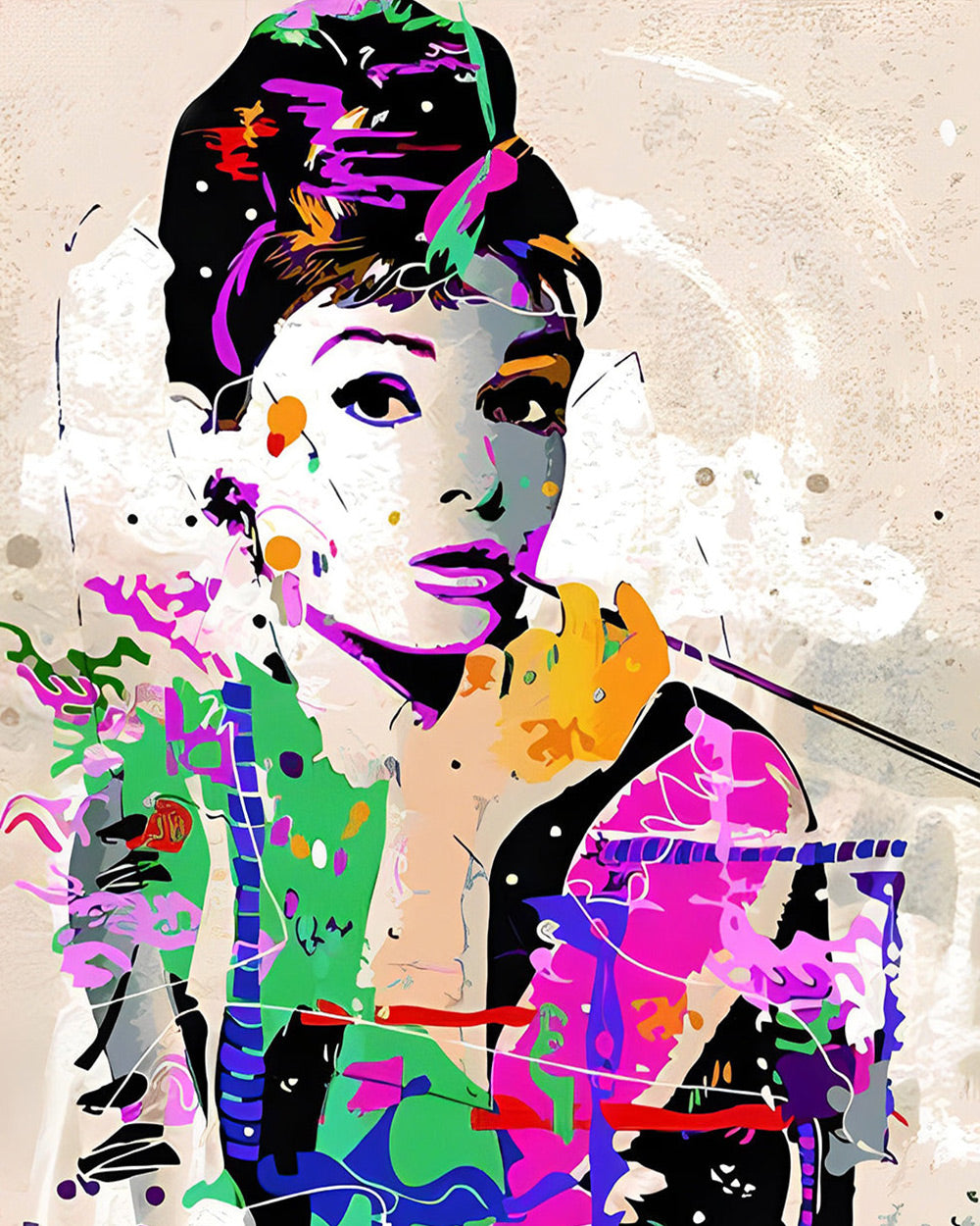 Audrey hepburn pop art portrait cross stitch kit for beginners