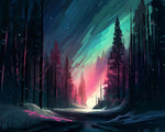 Aurora forest path cross stitch kit for beginners