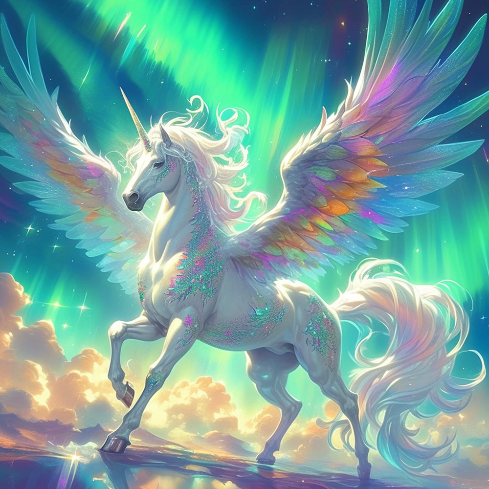 Aurora winged unicorn cross stitch kit for beginners