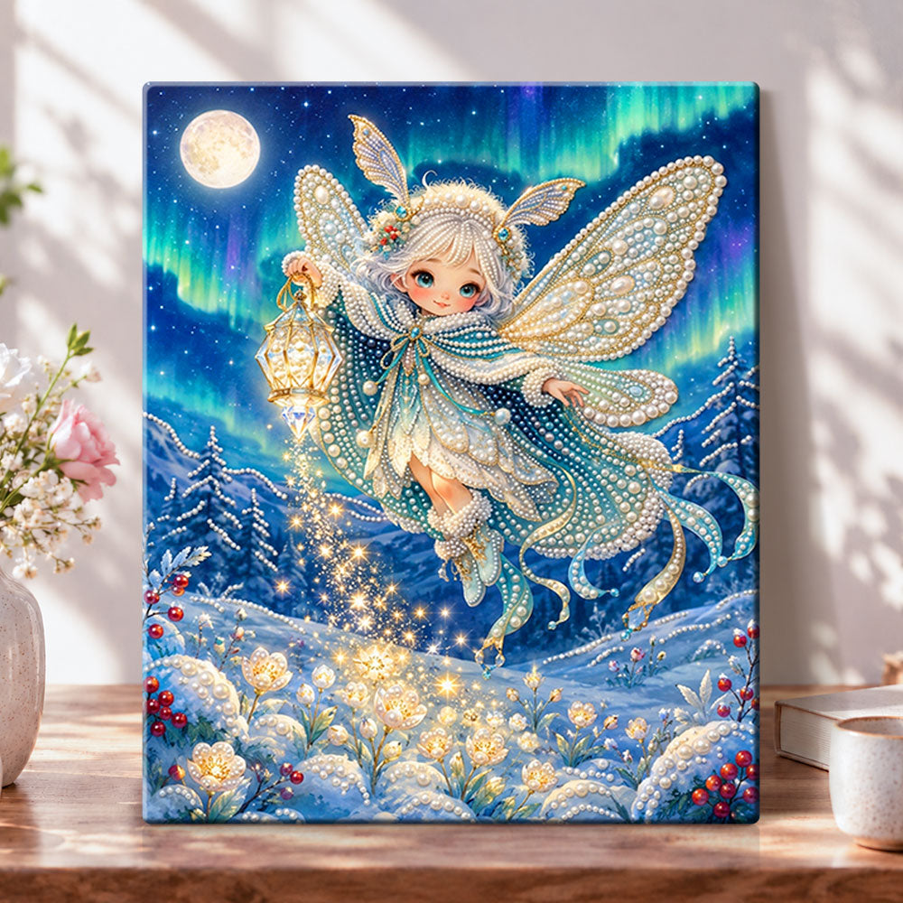 Aurora winter fairy pearl diamond painting kit for beginners