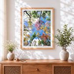 Finished autumn canopy view paint by numbers artwork displayed as home decor