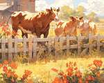 Autumn farm cows paint by numbers kit for beginners