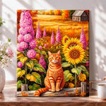 Autumn field feline pearl diamond painting kit for beginners