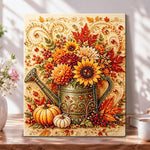 Autumn harvest floral vase pearl diamond painting kit for beginners