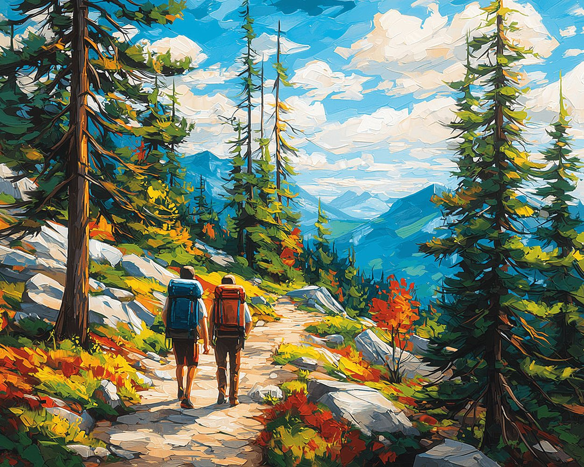 Autumn hiking adventure paint by numbers kit for beginners