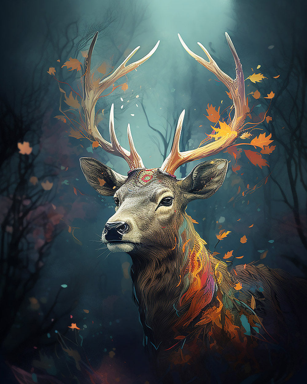 Autumn leaves stag cross stitch kit for beginners