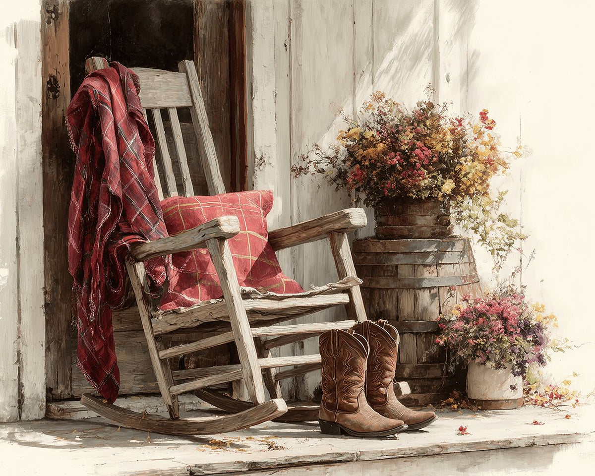 Autumn porch and rocking chair paint by numbers kit for beginners