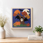 Finished autumn tree ghost artwork displayed on a wall