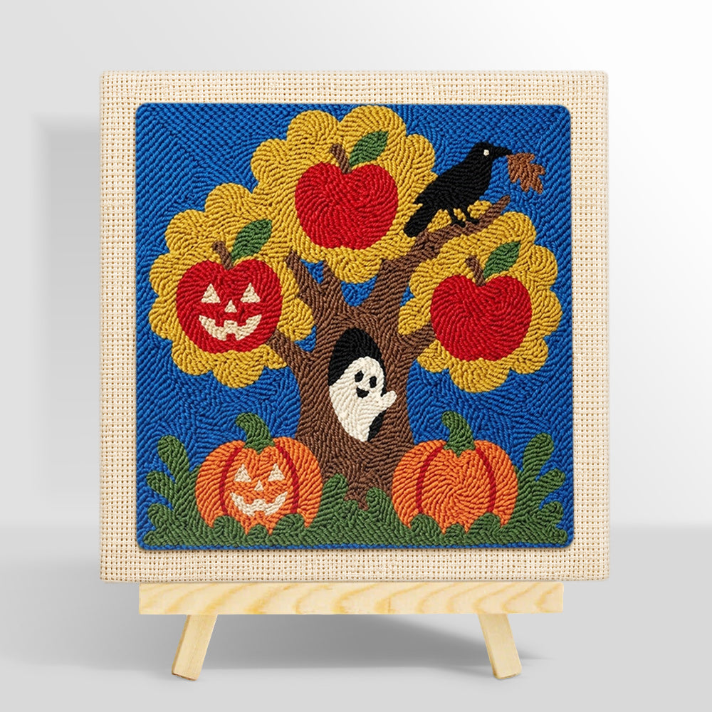 Autumn tree ghost scene punch needle kit for beginners