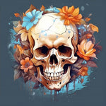 Autumnal floral skull cross stitch kit for beginners