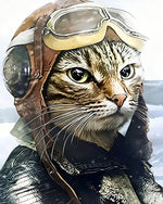 Aviator cat cross stitch kit for beginners