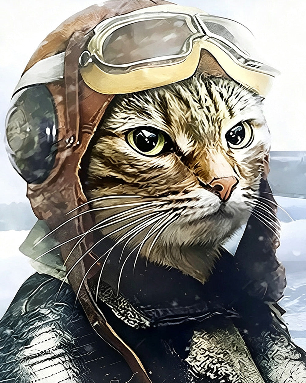 Aviator cat cross stitch kit for beginners
