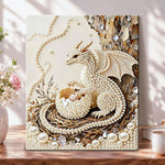 Baby dragon hatching from egg pearl diamond painting kit for beginners