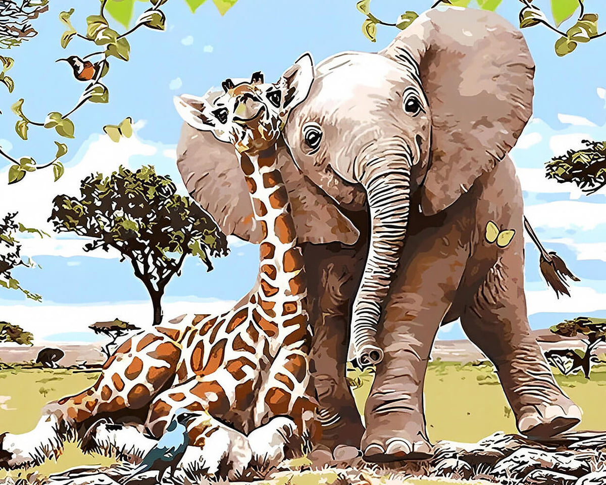 Baby elephant and giraffe cross stitch kit for beginners