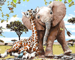 Baby elephant and giraffe cross stitch kit for beginners