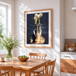 Baby elephant and reflection paint by numbers artwork displayed on wall as home decor