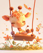Baby giraffe on a swing cross stitch kit for beginners