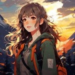 Backpacking girl in the mountain sunset cross stitch kit for beginners