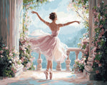 Ballerina dancing in garden cross stitch kit for beginners