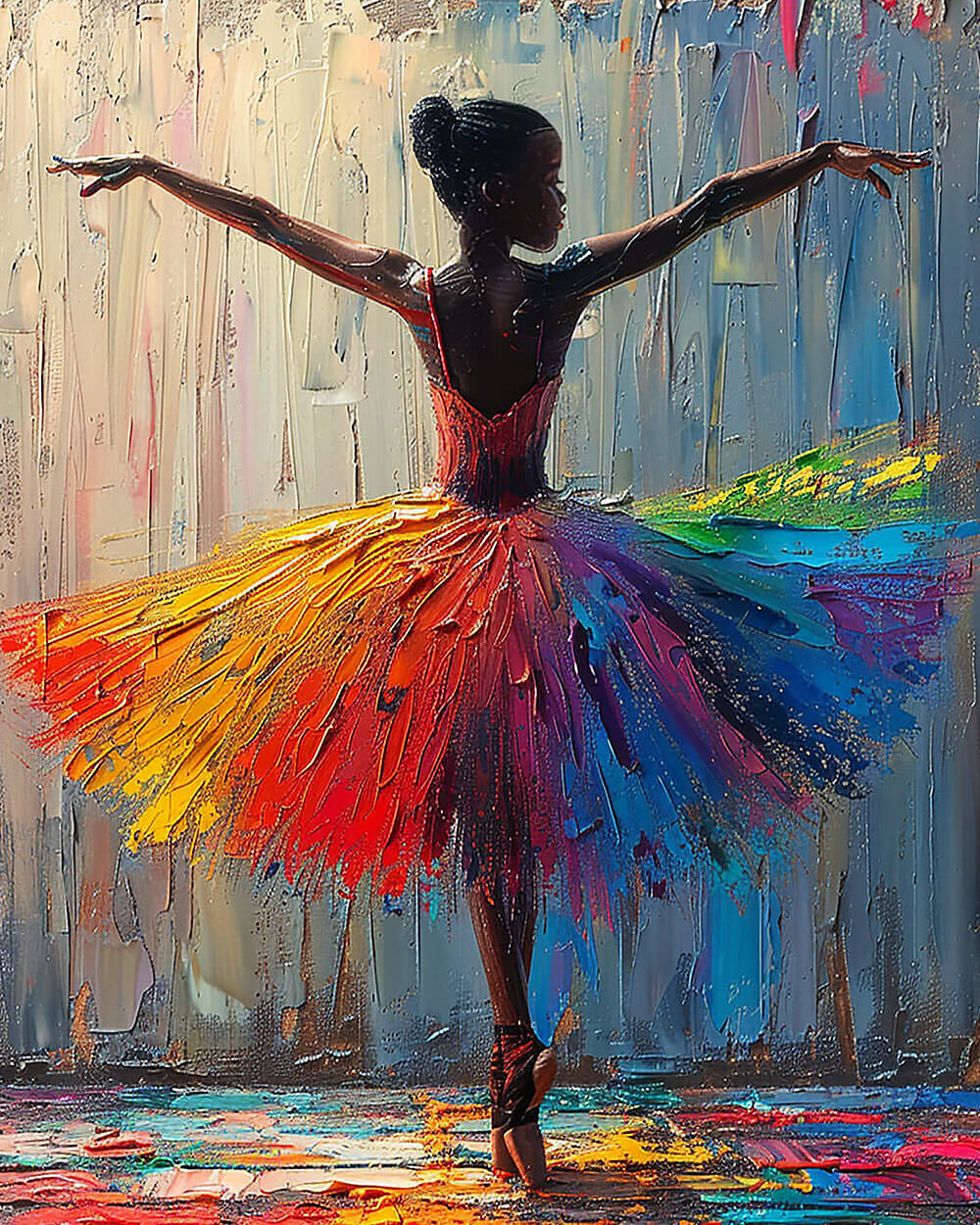 Ballerina with rainbow tutu cross stitch kit for beginners