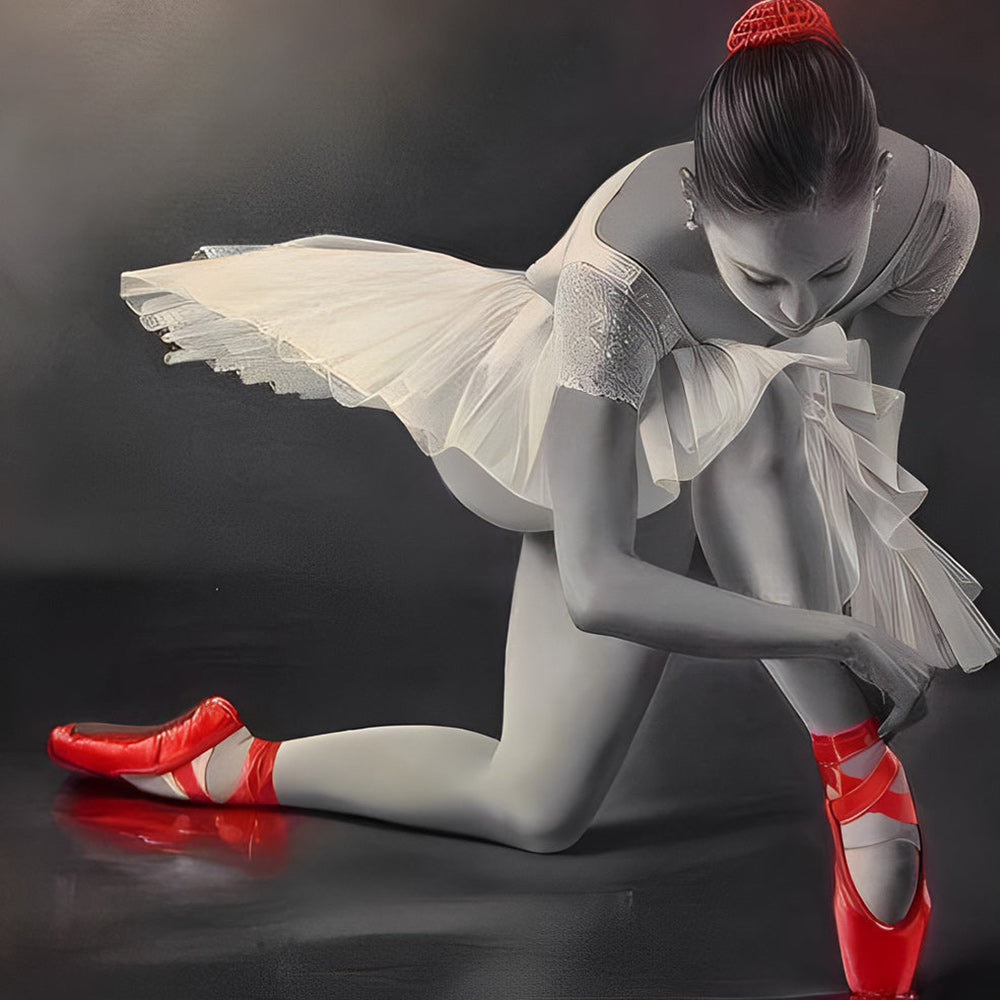 Ballerina with red ballet shoes paint by numbers kit for beginners