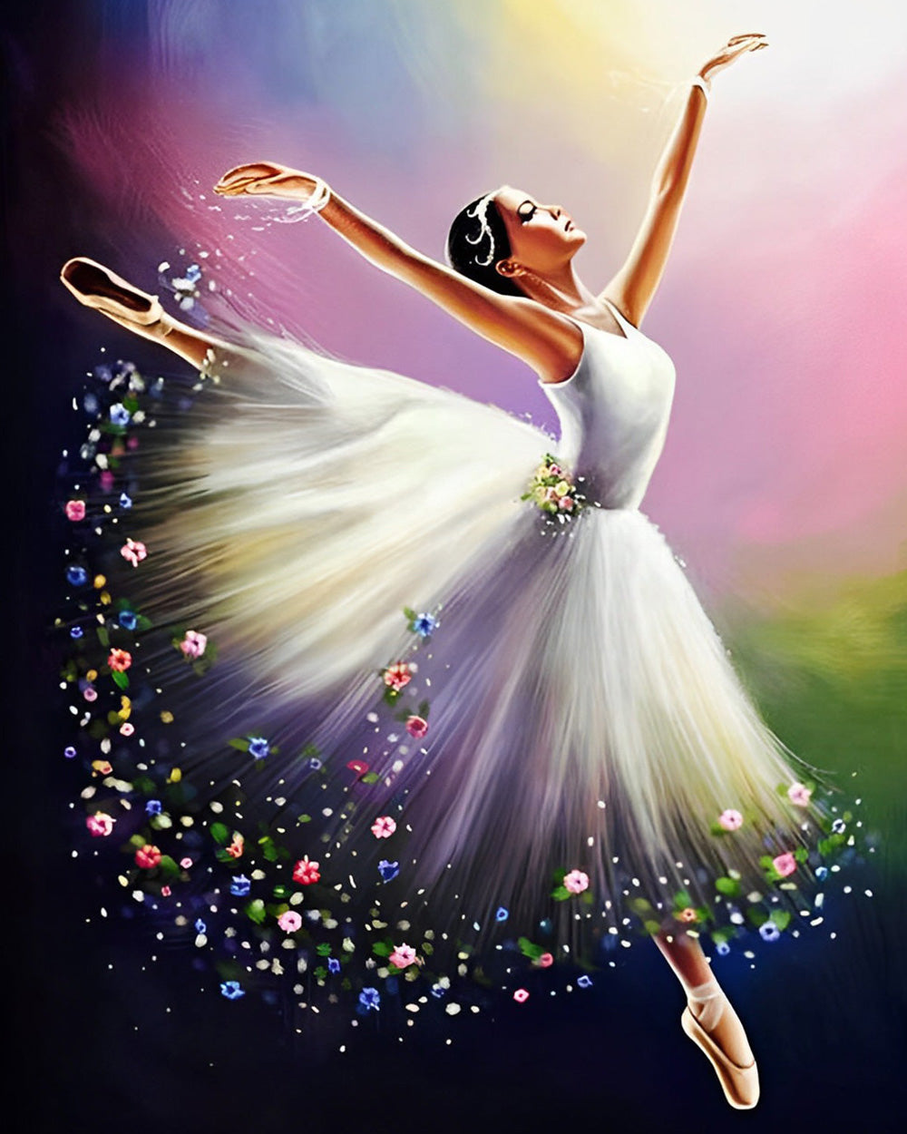 Ballet dancer in a white dress cross stitch kit for beginners