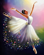 Ballet dancer in a white dress paint by numbers kit for beginners
