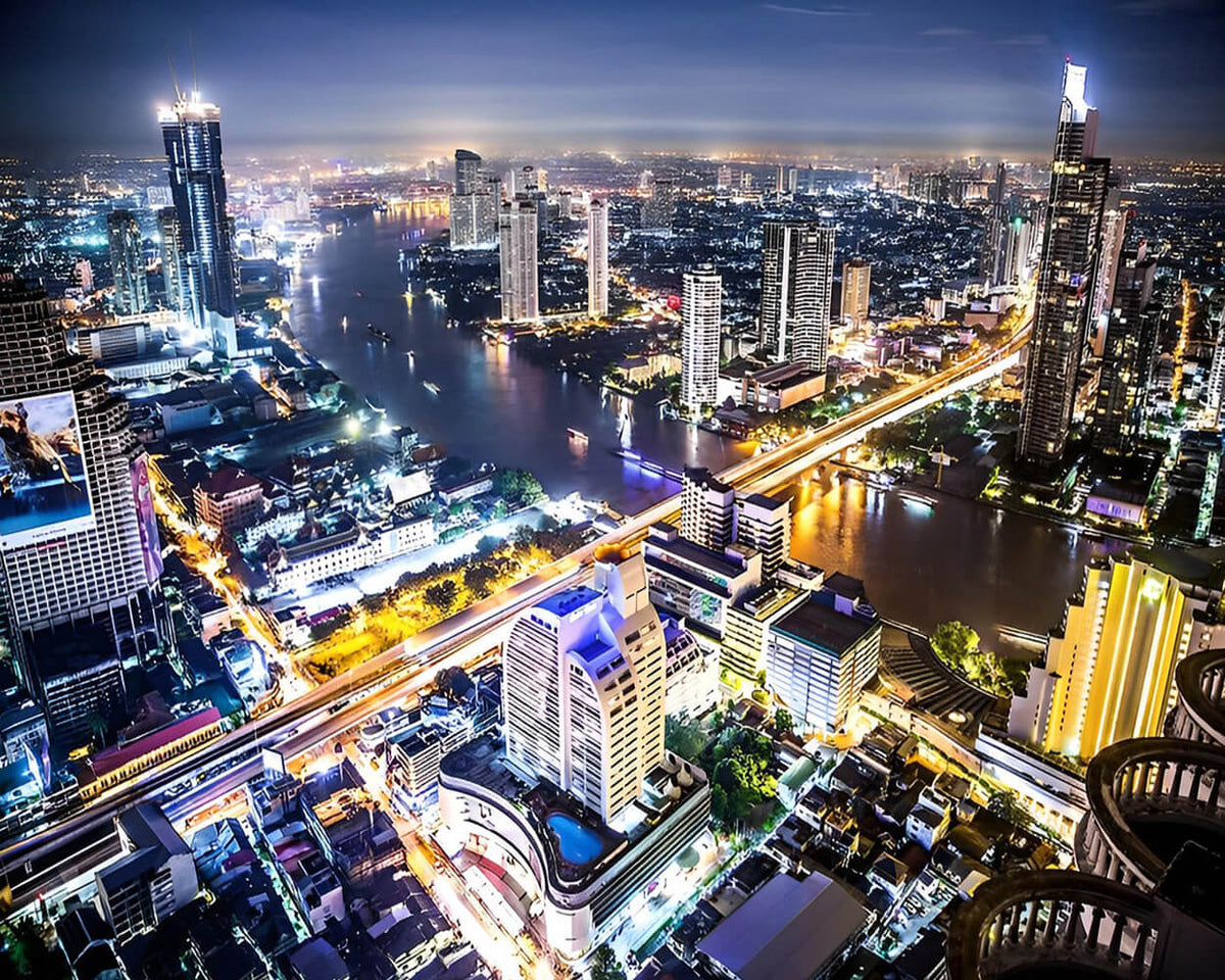 Bangkok skyline at night cross stitch kit for beginners