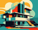 Bauhaus style modern villa paint by numbers kit for beginners