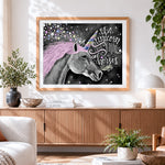 Finished be a unicorn in a field of horses paint by numbers artwork displayed as home decor