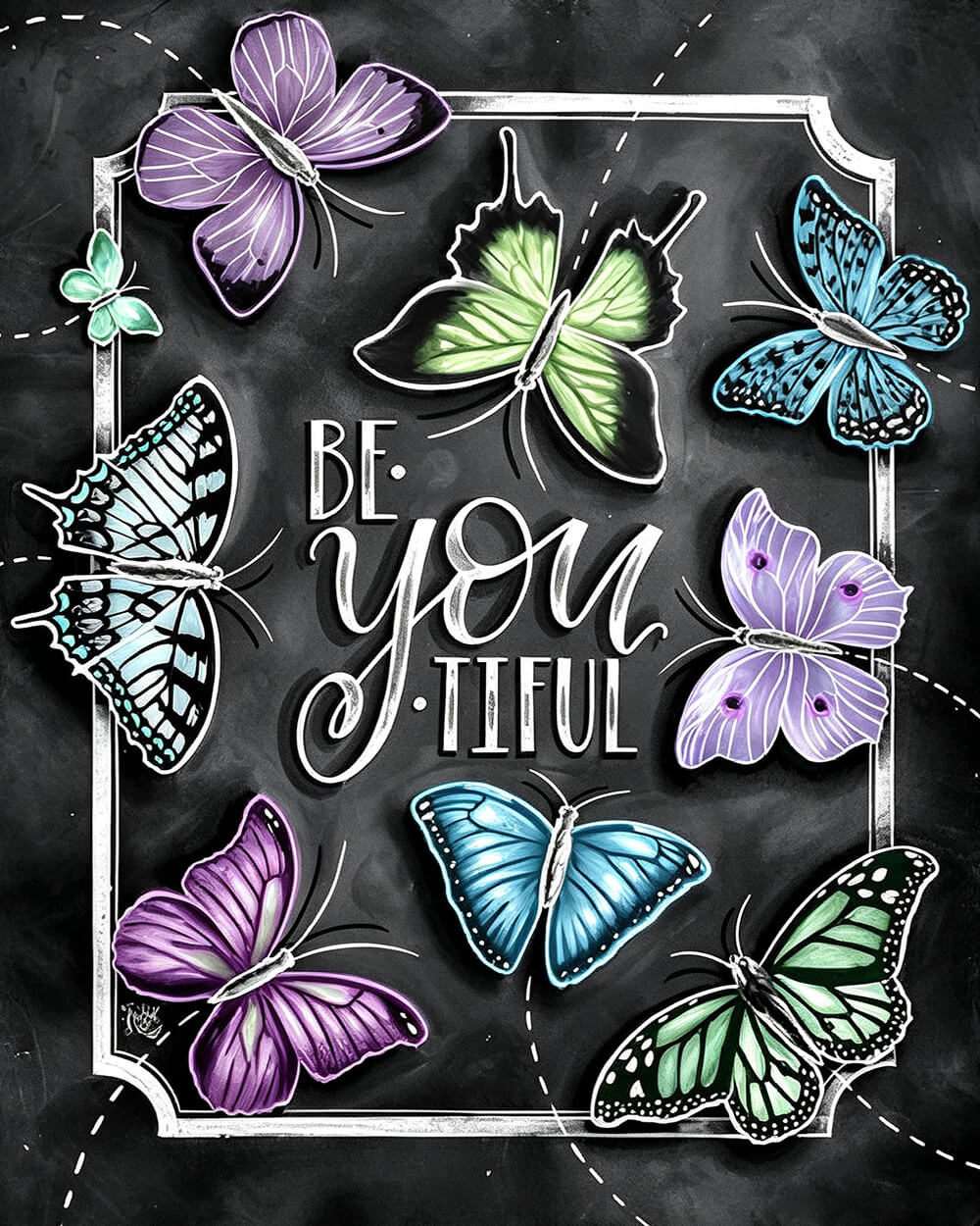 Be you tiful butterfly quote cross stitch kit for beginners