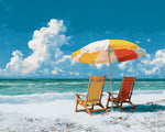 Beach parasol and chairs paint by numbers kit for beginners