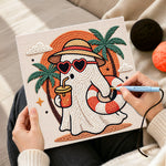 Creating handmade beach vacation ghost punch needle artwork