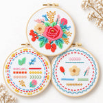 Bead Embroidery Kit – 3-Piece Floral Practice Set with three floral practice hoops