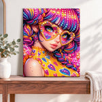 Finished beaded radiant beauty pearl diamond painting artwork displayed as home decor