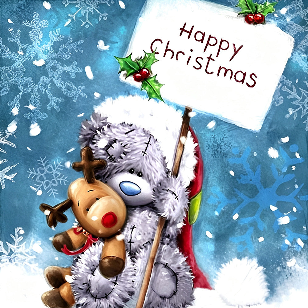 Bear and reindeer "happy christmas" cross stitch kit for beginners