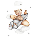 Bear flying a plane cross stitch kit for beginners