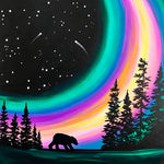 Bear under rainbow aurora cross stitch kit for beginners
