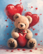 Bear with heart balloons cross stitch kit for beginners