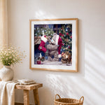 Bear with stocking "for you dad" paint by numbers artwork displayed on wall as home decor