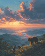 Bears watching sunset over cloud sea cross stitch kit for beginners