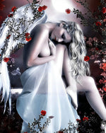 Beautiful angel with white wings and roses paint by numbers kit for beginners