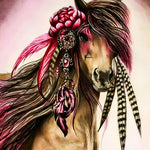 Beautiful horse with boho feather paint by numbers kit for beginners