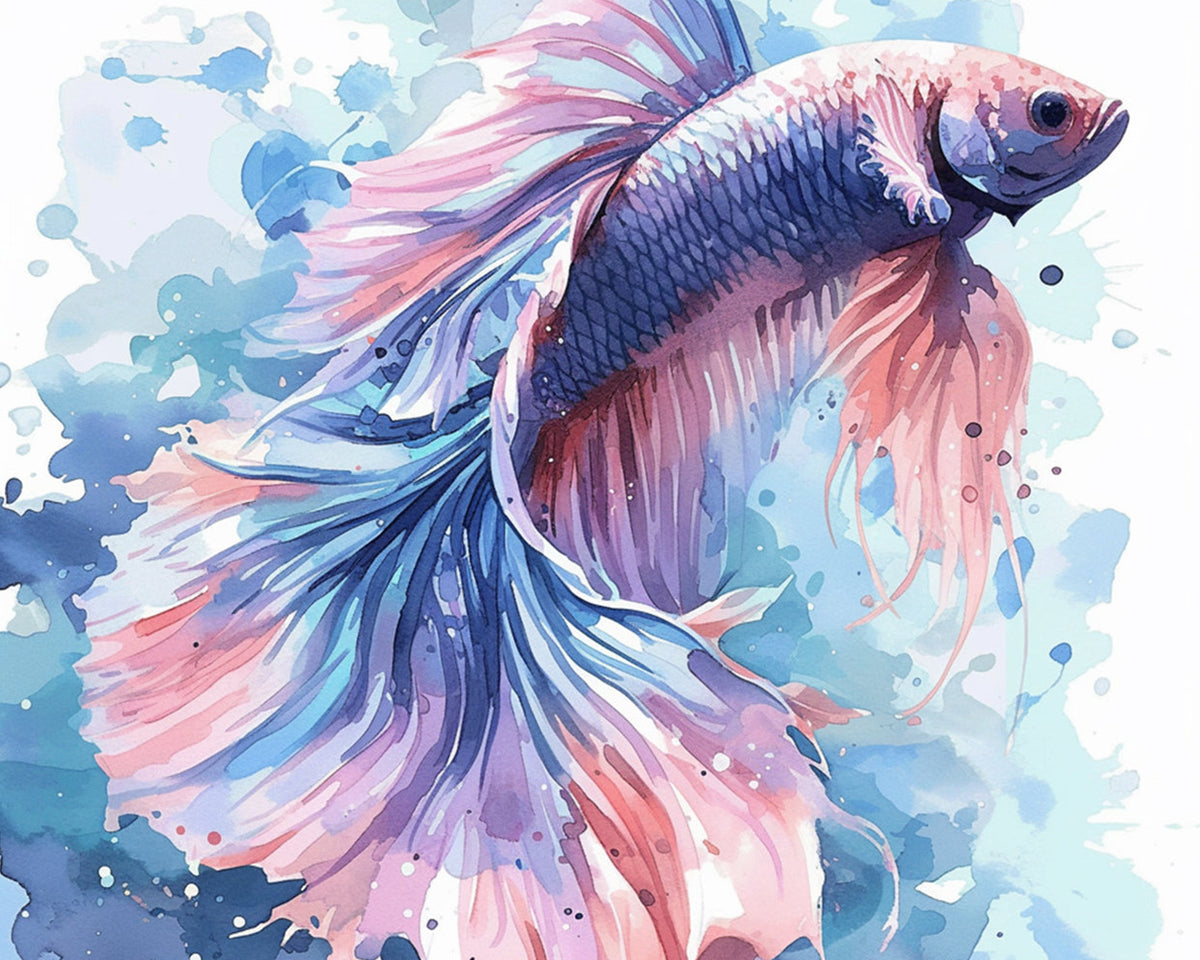 Beautiful pink and blue betta fish paint by numbers kit for beginners
