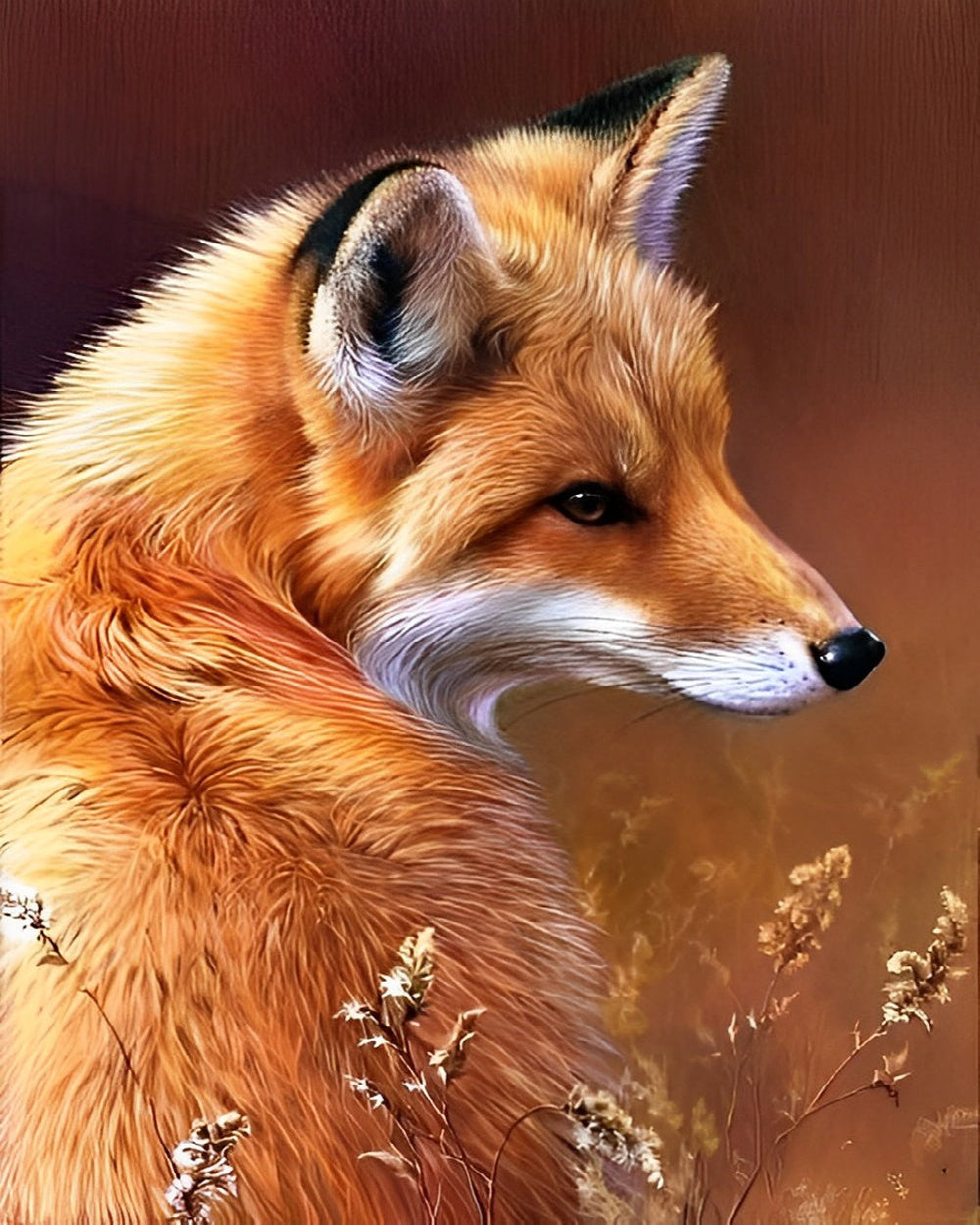 Beautiful red fox profile cross stitch kit for beginners
