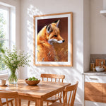 Beautiful red fox profile paint by numbers artwork displayed on wall as home decor