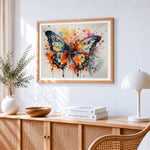 Beautiful watercolour butterfly paint by numbers artwork displayed on wall as home decor