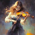 Beautiful woman playing violin cross stitch kit for beginners