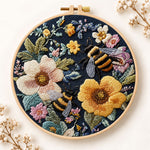 Bees in vintage florals embroidery kit
